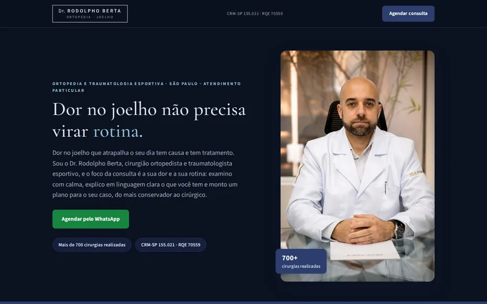 Landing page de Ortopedia