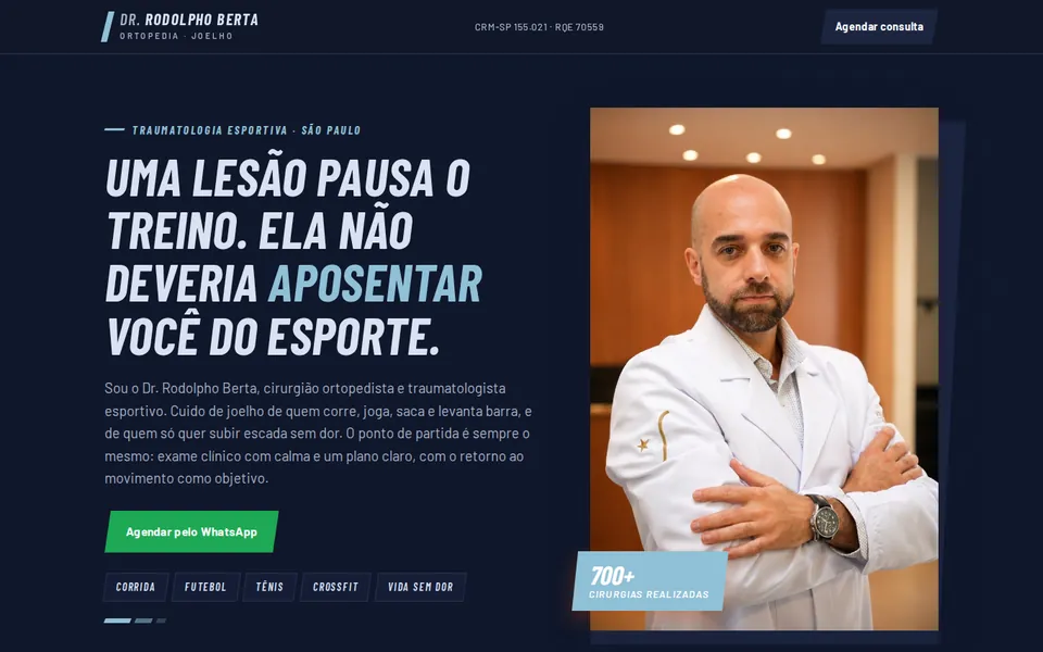Landing page de Medicina esportiva